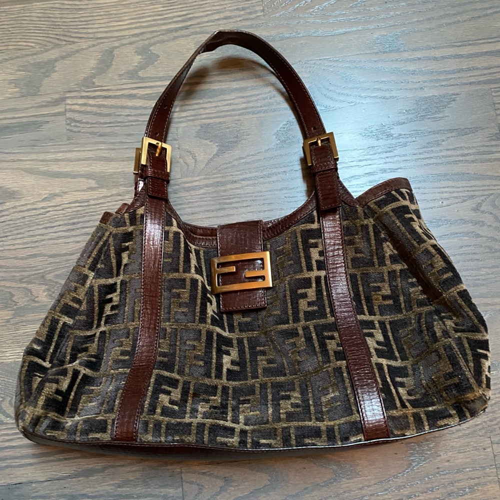 FENDI limited edition VELVET brown and black shoulder bag